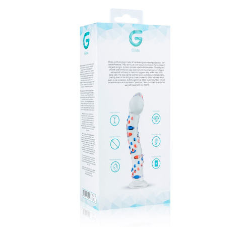 Стеклянный дилдо с изгибами и рисунком Gildo Glass Dildo No. 3