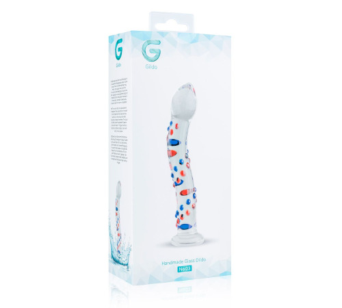 Стеклянный дилдо с изгибами и рисунком Gildo Glass Dildo No. 3