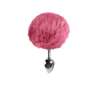 Металева анальна пробка S з яскраво рожевим хвостиком