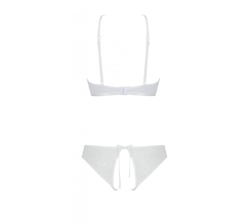 Комплект: бра, трусики з ажурним декором та відкритим кроком Ursula Set white XXL/XXXL — Passion
