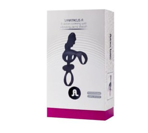 Вибронасадка на член Adrien Lastic Spartacus R с кольцом для мошонки, 2 вибромотора