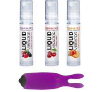 Набір з 3-х смаків стимулюючого лубриканта Amoreane Med (3х10мл) і вібропулі Adrien Lastic Purple