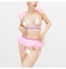 Сексуальний комплект білизни Angel, розмір XS-M, колір Троянда