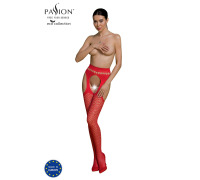 Эротические колготки-бодистокинг Passion ECO S002 red, с доступом, геометрическое плетение