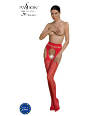 Эротические колготки-бодистокинг Passion ECO S002 red, с доступом, геометрическое плетение