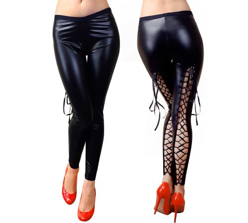 Сексуальные виниловые леггинсы Ингред на шнуровке