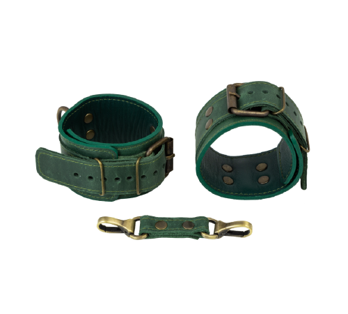 Премиум поножи LOVECRAFT зеленые, натуральная кожа, в подарочной упаковке