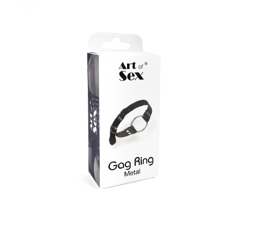 Кляп Металеве кільце із натуральної шкіри Art of Sex - Gag Ring Metal, колір Чорний