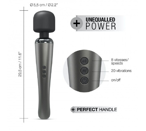 Потужний вібромасажер Dorcel Megawand Chrome Silver який перезаряджається, 160 режимів