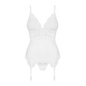 Сатиновый кружевной корсет Obsessive 810-COR-2 babydoll & thong L/XL, белый, корсет, танга