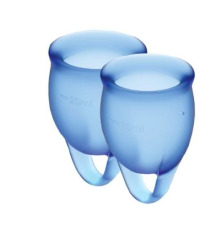 Набор менструальных чаш Satisfyer Feel Confident (dark blue), 15мл и 20мл, мешочек для хранения