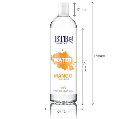 Змазка на водній основі BTB FLAVORED MANGO з ароматом манго (250 мл)