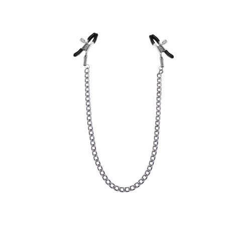 Затискачі для сосків з ланцюжком Feral Feelings - Nipple clamps Classic, срібло/чорний