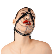 Маска с цепями Art of Sex - Devon, натуральная кожа, цвет черный