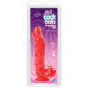 Фаллоимитатор Doc Johnson Jelly Jewels Cock & Balls Red, диаметр 3,6см, антибактериальный ПВХ