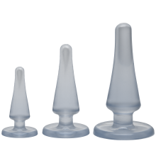 Набор анальных пробок Doc Johnson Crystal Jellies Anal - Clear, макс. диаметр 2см - 3см - 4см