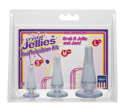 Набір анальних пробок Doc Johnson Crystal Jellies Anal - Clear, макс. діаметр 2см - 3 см - 4 см