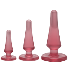 Набор анальных пробок Doc Johnson Crystal Jellies - Pink, макс. диаметр 2см - 3см - 4см