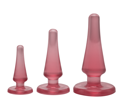 Набор анальных пробок Doc Johnson Crystal Jellies - Pink, макс. диаметр 2см - 3см - 4см