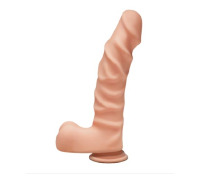 Фалоімітатор Doc Johnson The D - Ragin D - 9 Inch With Balls - ULTRASKYN - Caramel, діаметр 5,1 см