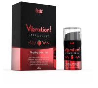 Жидкий вибратор Intt Vibration Strawberry (15 мл), густой гель, очень вкусный, действует до 30 минут