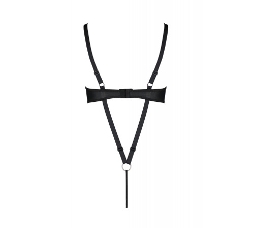 Боді з екошкіри Passion Celine Body 4XL/5XL black, з доступом, відкритий