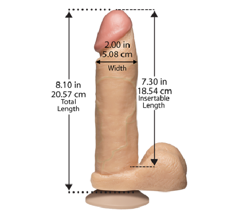 Фаллоимитатор Doc Johnson The Realistic Cock 8 inch White - PVC, Vack-U-Lock, диаметр 5,1см