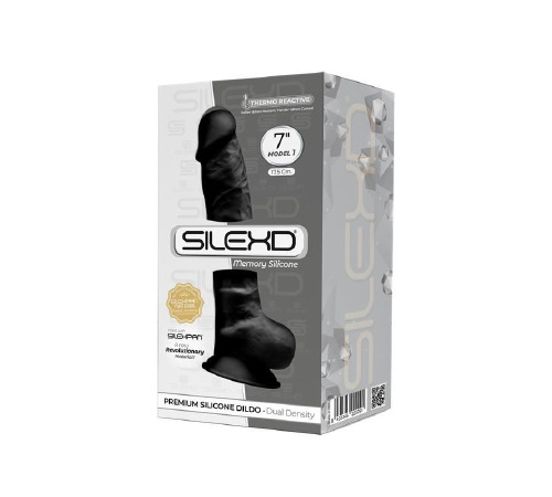 Фалоімітатор SilexD Johnny Black (MODEL 1 size 7in), двошаровий, силікон + Silexpan, діаметр 3,8см