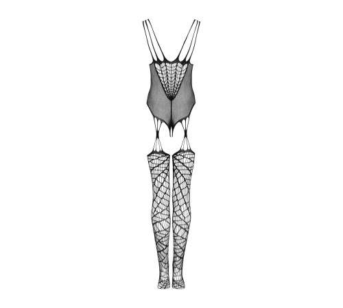 Ажурний бодістокінг під павутину Obsessive Bodystocking G325 black S/M/L, чорний, комбінезон, імітац