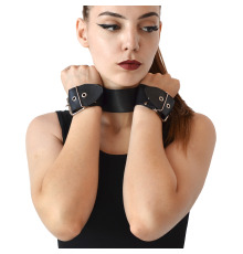 Ошейник с наручниками из натуральной кожи Art of Sex - Bondage Collar with Handcuffs