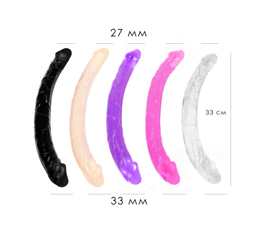 Фаллоимитатор двухсторонний, гелевый, прозрачный, диаметр 33мм и 27мм