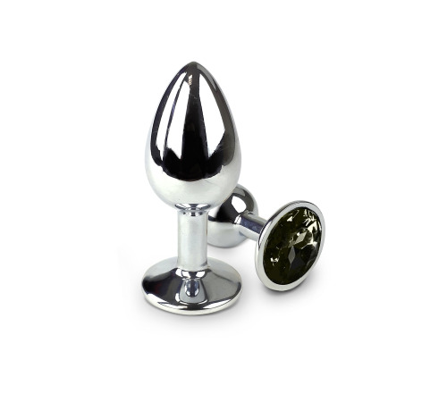 Металева анальна пробка S з Чорним кристалом, довжина 7см, діаметр 2,8см