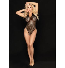 Эротический бодистокинг-боди в крупную сетку 