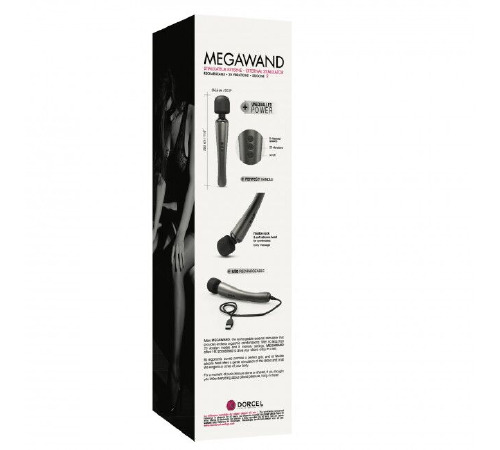 Потужний вібромасажер Dorcel Megawand Chrome Silver який перезаряджається, 160 режимів