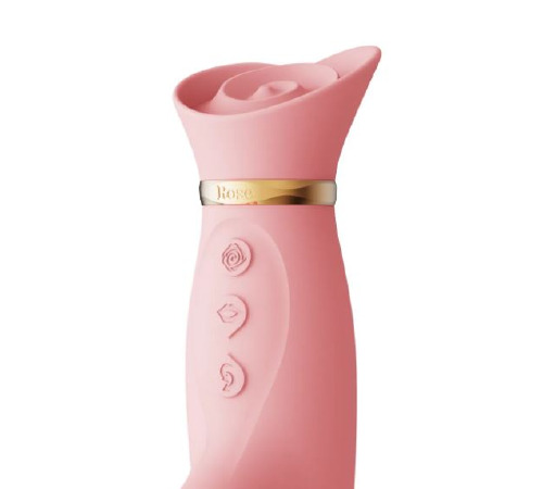 Вібратор з ротацією та вакуумною стимуляцією ZALO ROSE RABBIT PINK