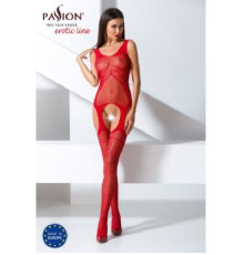 Бодістокінг Passion BS061 red, комбінезон, імітація панчох