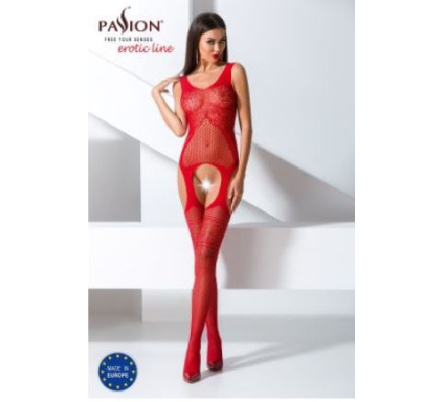 Бодистокинг Passion BS061 red, комбинезон, имитация чулок
