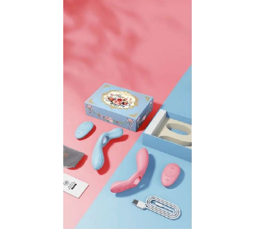 Смарт-вібратор для пар Zalo Jessica Set з керуванням з телефону та пультом BLUE