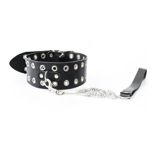 Ошейник Art of Sex -Tessa с поводком из натуральной кожи, Черный