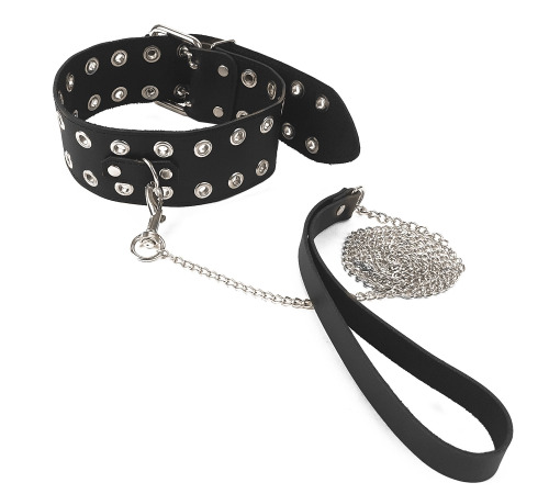 Ошейник Art of Sex -Tessa с поводком из натуральной кожи, Черный
