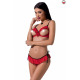 Комплект белья CHERRY SET OpenBra red L/XL - Passion Exclusive: открытый лиф, трусики-юбочка