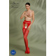 Эротические колготки-бодистокинг Passion ECO S002 red, с доступом, геометрическое плетение