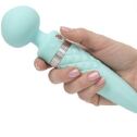 Вибромассажер 2-в-1 PILLOW TALK - Sultry Teal, классический массажер и вибратор с ротацией, подогрев