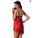 Прозрачный пеньюар с открытой грудью CHERRY CHEMISE red L/XL - Passion Exclusive, трусики