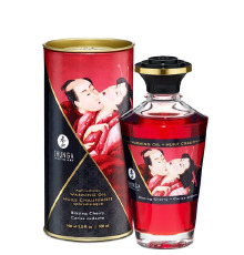 Разогревающее масло Shunga Aphrodisiac Warming Oil - Blazing Cherry (100 мл) без сахара, вкусный