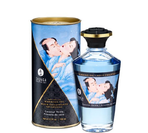 Разогревающее масло Shunga Aphrodisiac Warming Oil - Coconut Thrills (100 мл) без сахара, вкусный