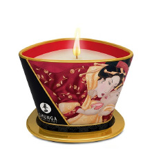 Массажная свеча Shunga Massage Candle - Sparkling Strawberry Wine (170 мл) с афродизиаками