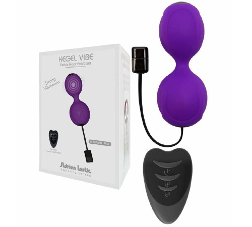 Вагинальные шарики с вибрацией Adrien Lastic Kegel Vibe Purple, диаметр 3,7см