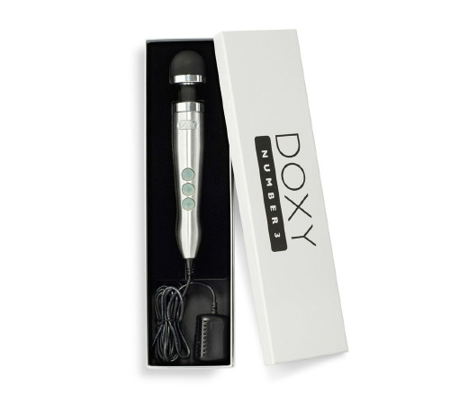 Вибромассажер DOXY Number 3 Silver, очень мощный, питание 220В, металлический корпус