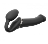Безремінний страпон з вібрацією Strap-On-Me Vibrating Black L, діаметр 3,7см, пульт ДК, регульований